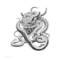 a demon eating a snake tattoo design idea