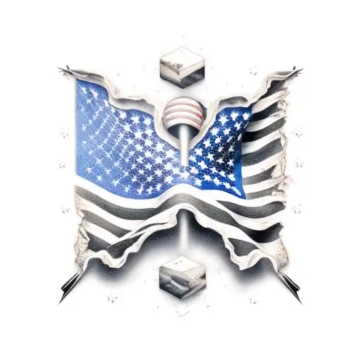 American flag 3dflag with skin rips tattoo design idea