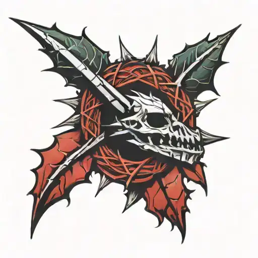 bloody crown of thorns tattoo design idea