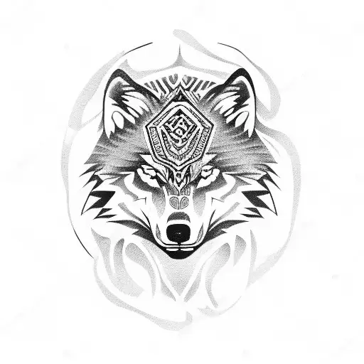 Wolf end Black belt jiu-jitsu  tattoo design idea