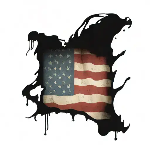 vertical American flag weathered tattoo design idea