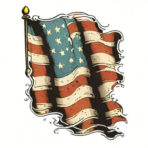 vertical American flag weathered tattoo design idea