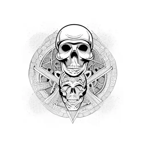 skull lace cosmic time tattoo design idea