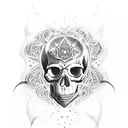 skull lace cosmic time tattoo design idea
