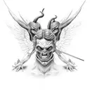 Devil and angel with cello tattoo design idea