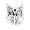 Angel with two solid bands tattoo design idea