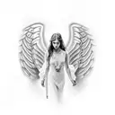 Angel with two solid bands tattoo design idea