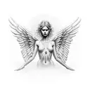 Angel with two solid bands tattoo design idea