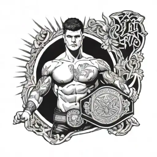Cody Rhodes holding a championship belt tattoo design idea