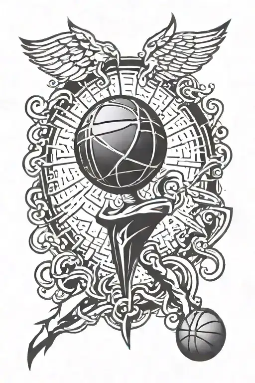basketball and god symbol tattoo design idea