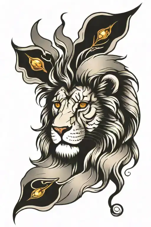 lion with amber eyes tattoo design idea