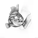 gangster fish tattoo design idea
