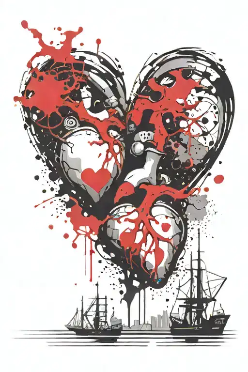 heart split vertically inner bicep tattoo tattoo design idea