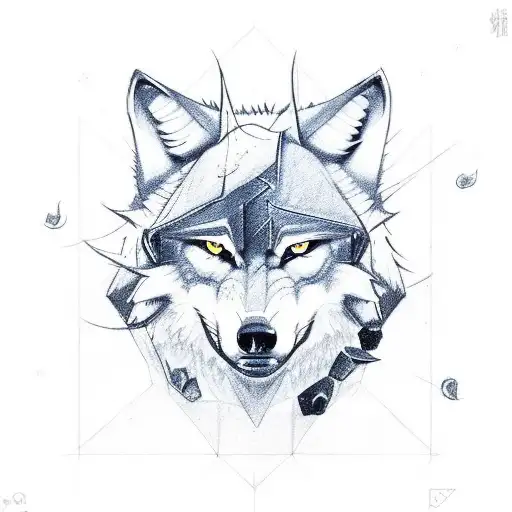 A wolf leading a pack of Clash of Clans characters into battle tattoo design idea