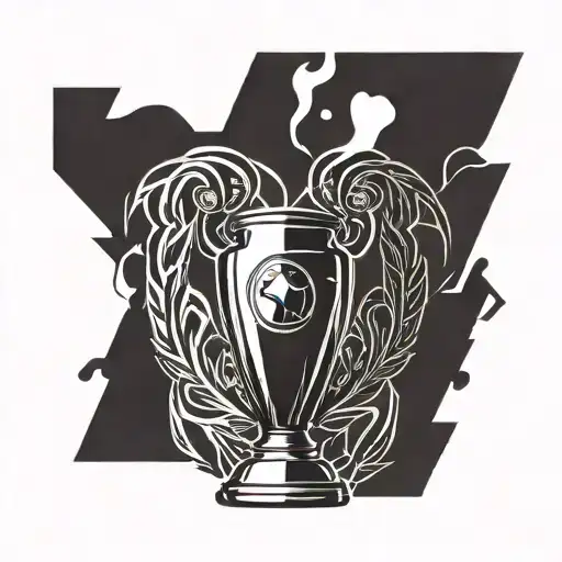 Combine the Galatasaray logo with a champions league trophy design tattoo design idea