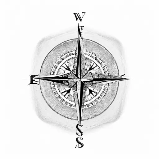 A compass rose with the initials of your little brother's name tattoo design idea