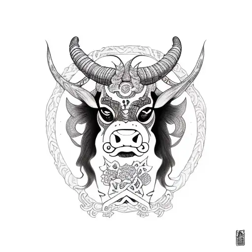 succubus cow tattoo design idea