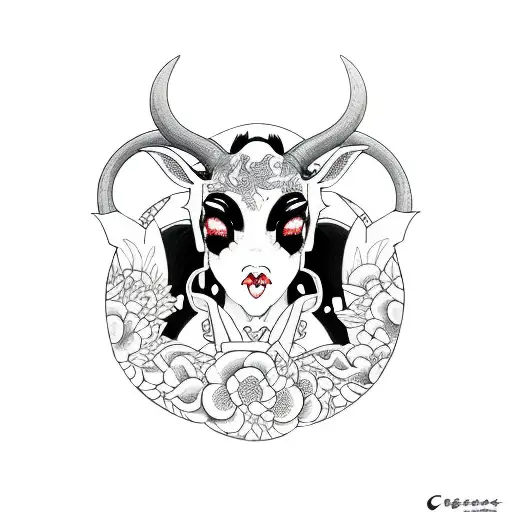 succubus cow tattoo design idea