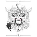 succubus cow tattoo design idea