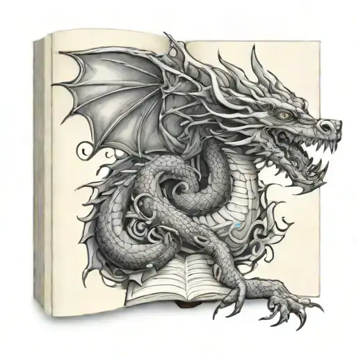 dragon book tattoo design idea