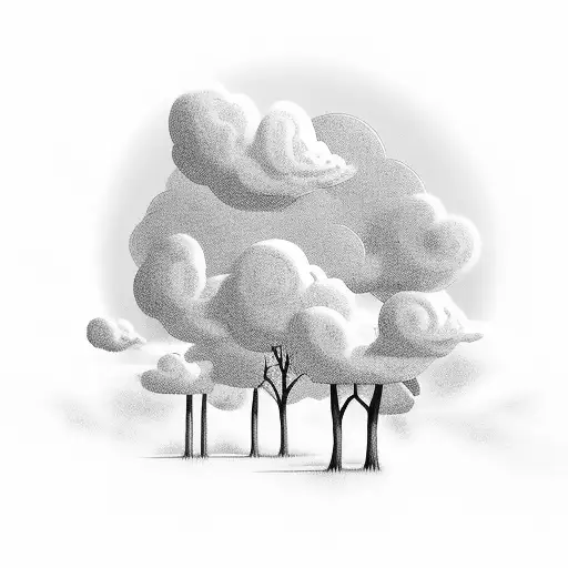 clouds and hills. no trees tattoo design idea