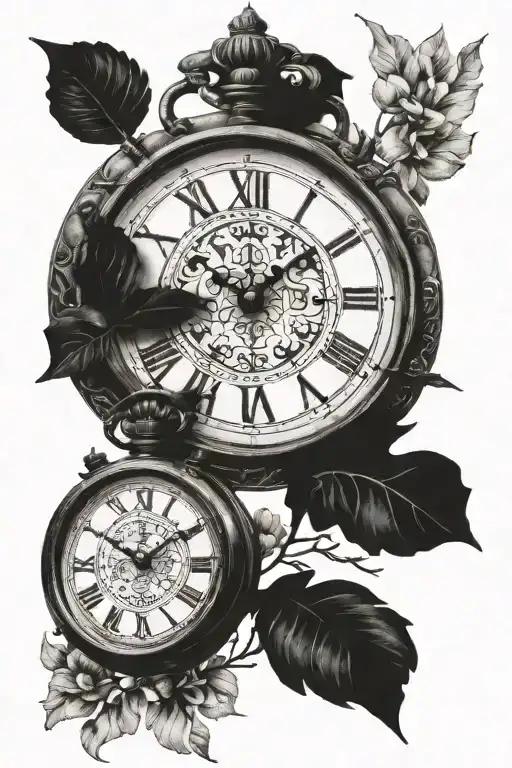 3 roman numeral clocks in one tattoo with the following times: 11:18 am, 2:25 pm, and 4:55 pm tattoo design idea
