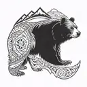 bear and native american tattoo design idea