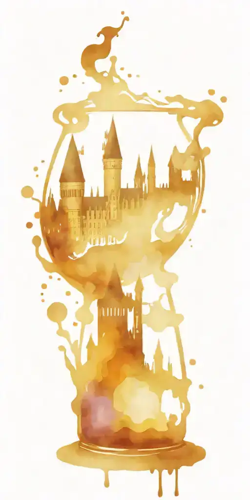 harry potter castle, pixies, goblet of fire, chocolate frog, potions tattoo design idea