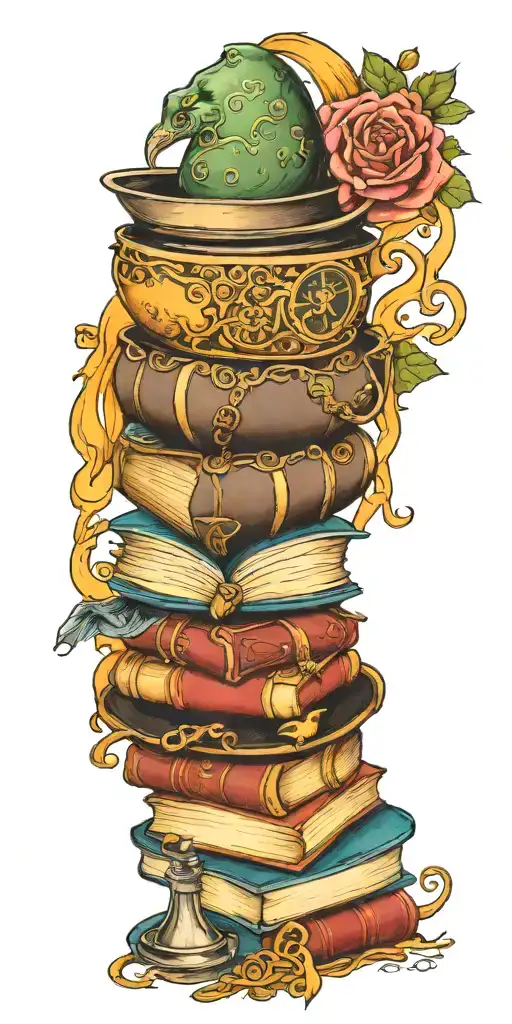 harry potter themes, felix potion, heathly hallows, goblet of fire, books, chocolate frog tattoo design idea