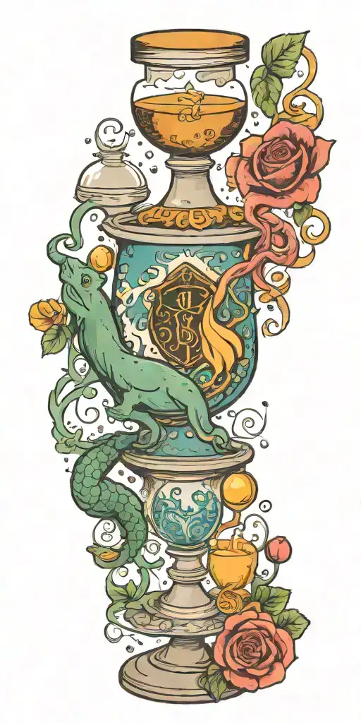 harry potter themes, felix potion, heathly hallows, goblet of fire, books, chocolate frog tattoo design idea