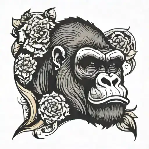gorilla face tattoo design idea
