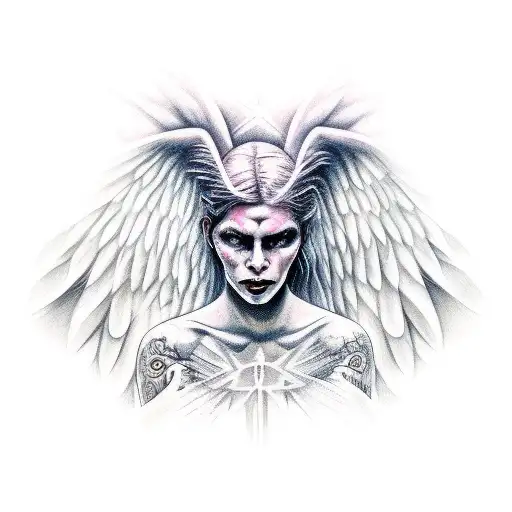 a half Angel half demon tattoo design idea