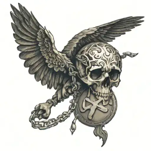 the Word "momento mori" with the coin from Nathan Drake tattoo design idea