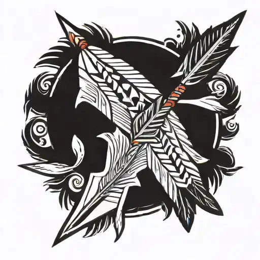 Native American arrow pointing tattoo design idea