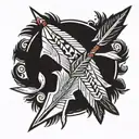 Native American arrow pointing tattoo design idea