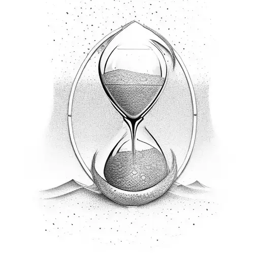A beautifully detailed hourglass with intricate sand flowing in an endless loop tattoo design idea