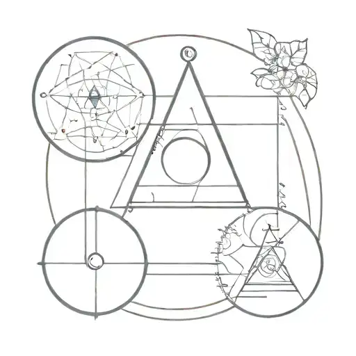 Generate a minimalist outline tattoo: golden ratio,  memento mori and four elements tattoo design idea