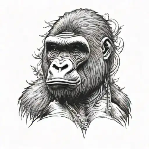 gorilla face tattoo design idea