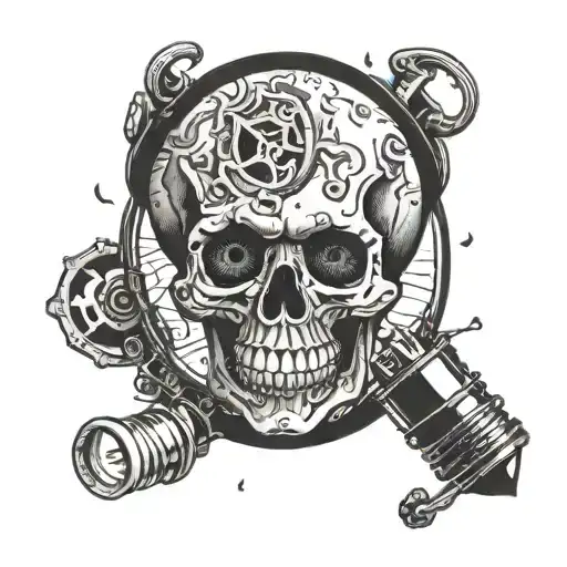 skull inside light bulb tattoo design idea
