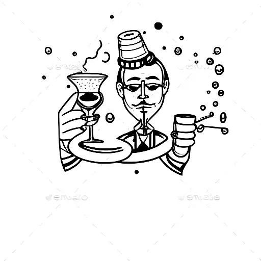 Bartender's hand holding a cocktail shaker tattoo design idea
