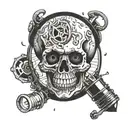 skull inside light bulb tattoo design idea