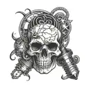 skull inside light bulb tattoo design idea