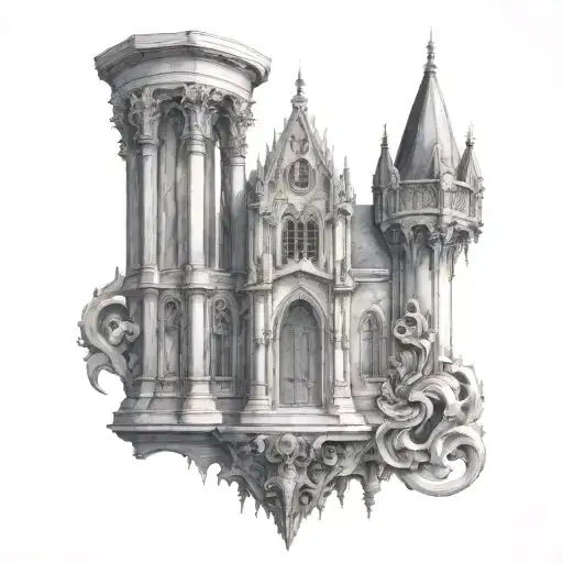 gothic architecture gargoyle sword tattoo design idea