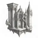 gothic architecture gargoyle sword tattoo design idea