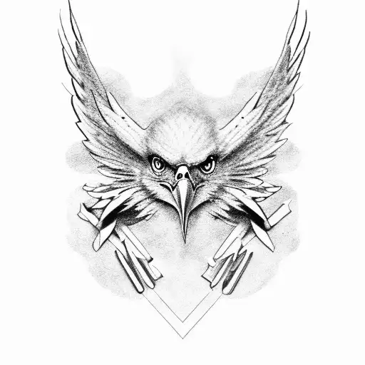 A combination of an eagle, rose, and skull forming a unique design tattoo design idea
