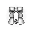 Boxing gloves wrapped around a barbell tattoo design idea