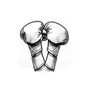 Boxing gloves wrapped around a barbell tattoo design idea