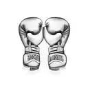 Boxing gloves wrapped around a barbell tattoo design idea