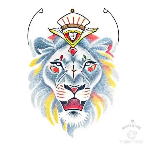 two lions tattoo design idea