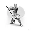ninja holding sword in front of face vertically  tattoo design idea